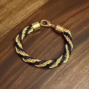 Vintage Gold and Black Twisted Rope Bracelet